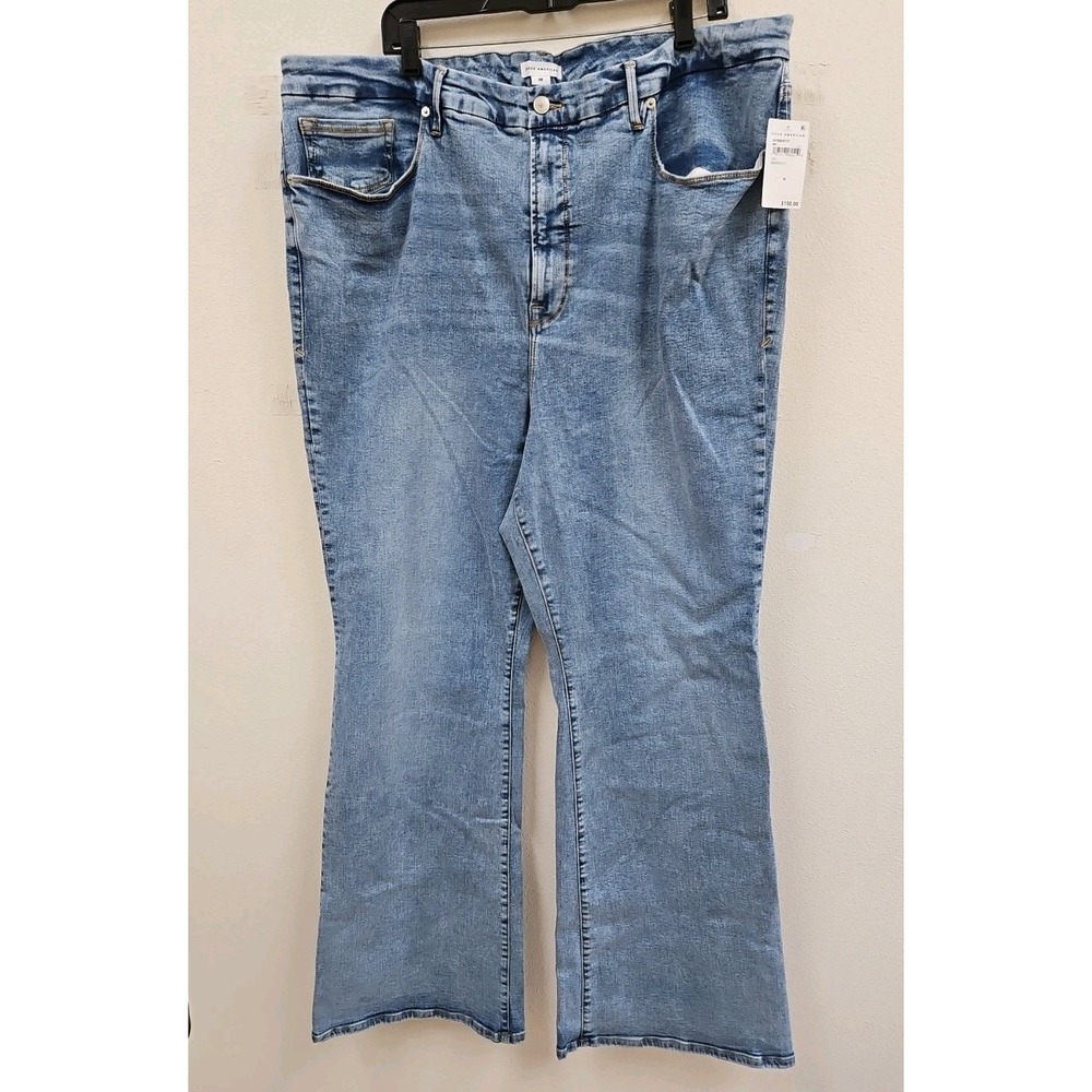 Good American Jeans Good Legs Flare Inseam 32 1/2 34 Waist denim  size 28 NWT